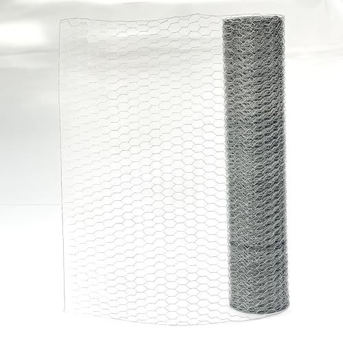 KARVERS Maschendrahtzaun feinmaschig 25mm x 15 mm Sechseckgeflecht verzinkt, Kaninchendraht, Drahtzaun, Hasengitter, Hühnerzaun, Höhe 60cm, Länge 30m