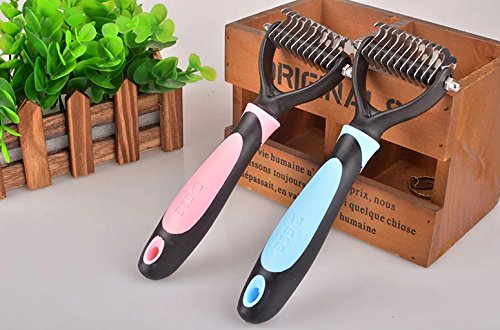 Undercoat Rake for Dogs & Cats - Double Sided Comb for Detangling and Removing Knots - 2 Sided Dematting Tool - Deshedding Brush for Grooming Pets with Long Hair Prone to Matting