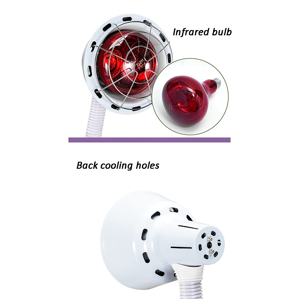Lampada di Calore a Infrarossi, 275W Lampada di Calore a Infrarossi a Luce Rossa con Braccio Flessibile e Base Rotante per la Cura Della Pelle, Allevia la Terapia Della Luce Rossa ( Color : White )