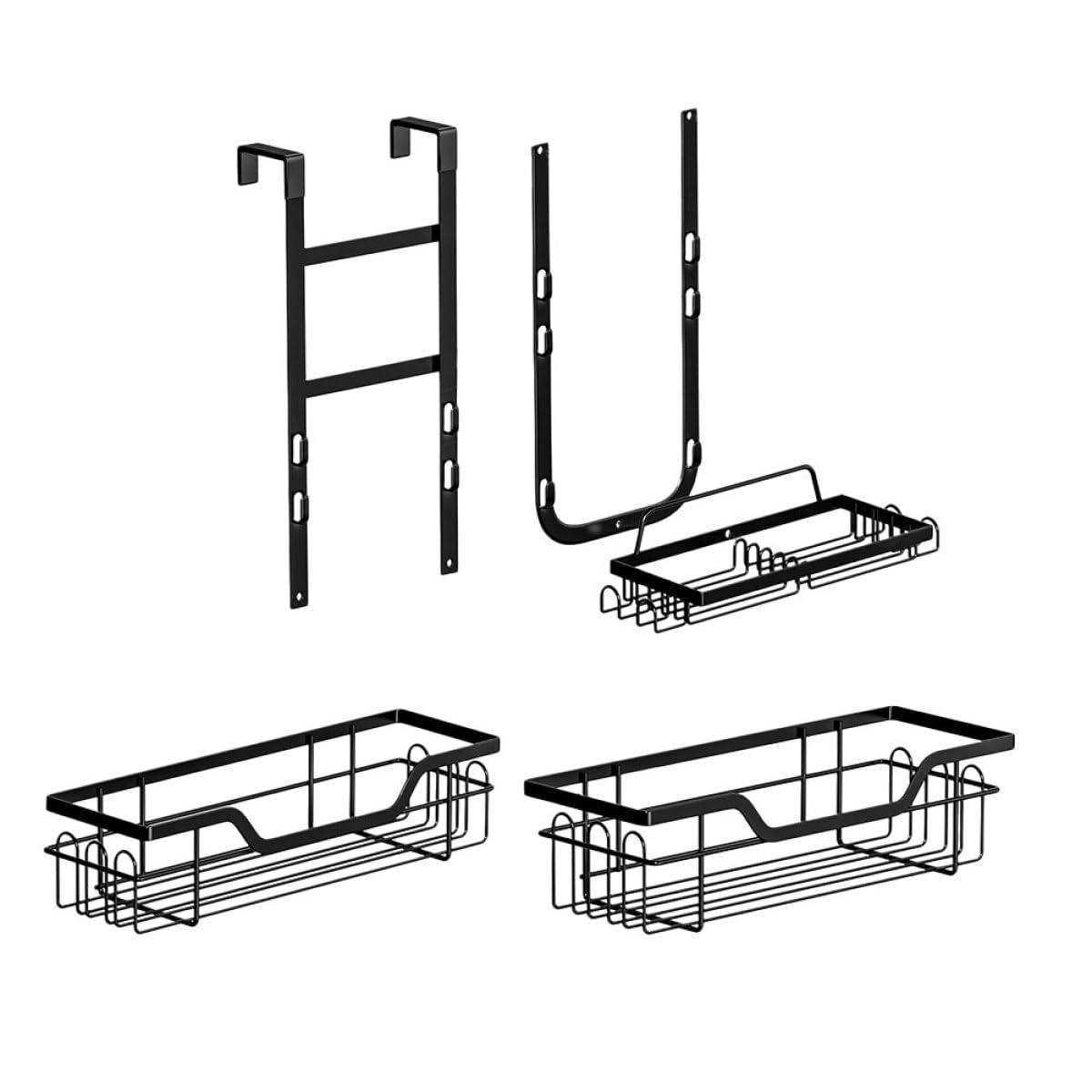 EXQUIMEUBLE The Door Bathroom Organizer 3-tier Metal Storage Rack Black No Drilling Hanging Shower Caddy Space-saving Bathroom Shelf
