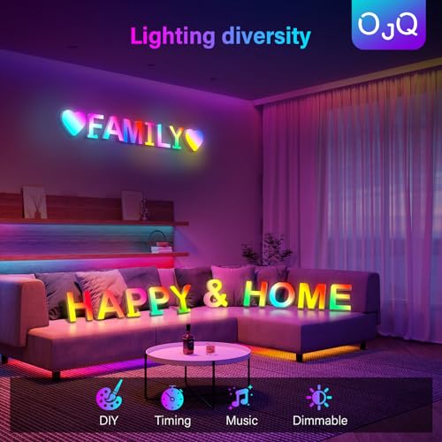 Ojq JJU-314 Light Up Letters Led Letter - Bedroom Lighted Letter Colorful Glitter Alphabet Music Sync Color Changing Letters For Boy Girl Gift Birthday Christmas Wedding Bar Wall Night Light thumb #6