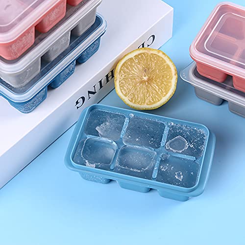 qizhangUS Siliconen vierkante ijsblokjesvorm met deksel DIY Ice Tray Mould Accessory (blauw) - Image 6