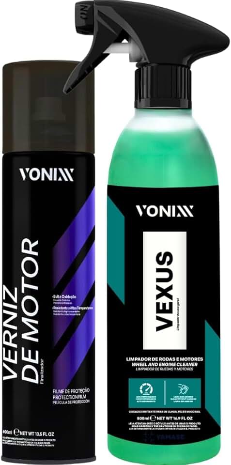 Kit Verniz de Motor em Spray Vonixx 400 ml + Limpador de Motor Vexus 500 ml