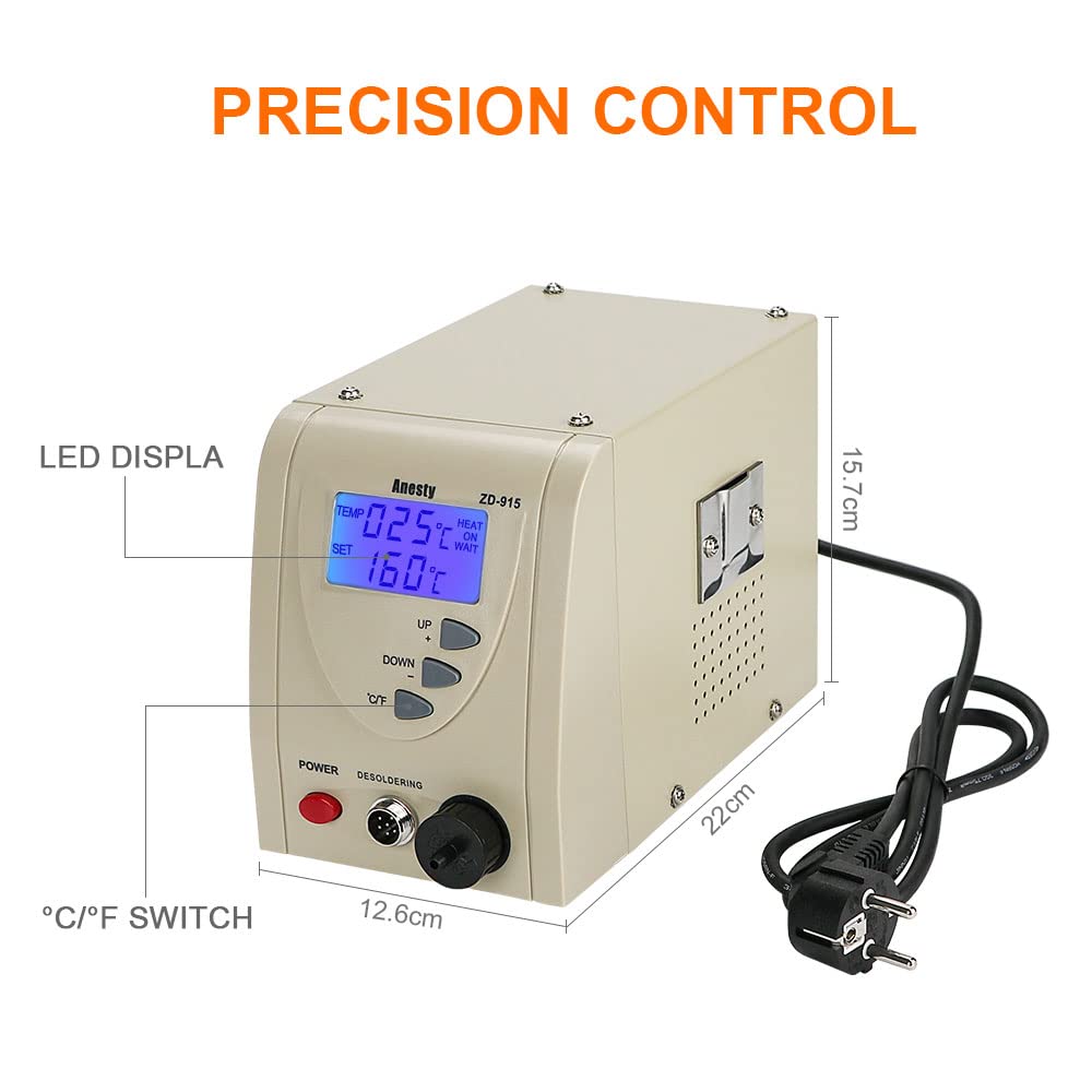 ANESTY - Serie ZD-915, Stazione di saldatura/dissaldante per pompa a vuoto Iron Gun, 230 V, 140 W, professionale