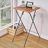 VECELO テーブル ミニ 折りたたみ サイドテーブル 幅50×奥行48×高さ90cm 簡易机 折り畳みテーブル 事務机 多機能 コーヒーテーブル 折りたたみ机 在宅勤務