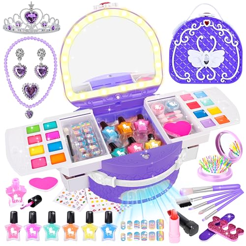 Herenear Kit Manucure Enfant Fille 5 6 7 8 9 10 11 12 Ans, Pelable Vernis Enfant avec Sèche Ongles, Maquillage Fille, Kit Vernis à Ongle Machine, Jouet Kit...