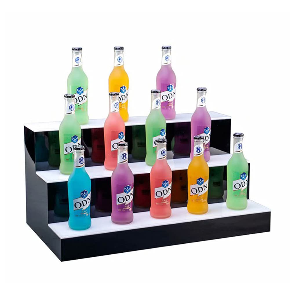 Amazon｜LED照明付き酒瓶陳列棚バー酒瓶陳列台3段酒瓶陳列台、ドリンク