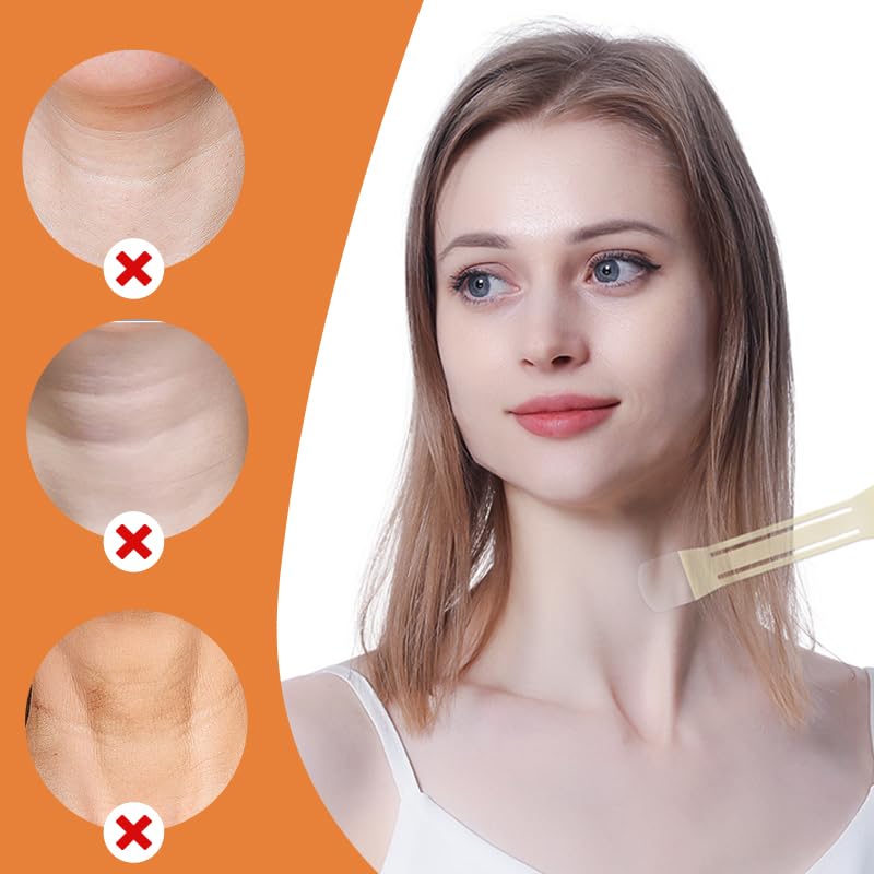 Neck Lift Tape - 20 Pcs Invisible Adhesive Patches with 4 Support Bands, Instant Neck Firming for Sagging Skin & Double Chin, Medical Grade Wrinkle Reduction Tape，Home Use Anti-Aging Skin Care