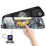 Cámara de Coche 5.5 Pulgadas IPS Pantalla Táctil FHD 1080P,Espejo Retrovisor con Cámara de Retroceso,Cámara Dual Frontal y Trasera,Cámara de Reversa,Dash CAM de Marcha Atrás para Aparcamiento