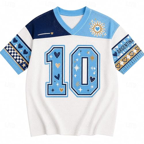Camisetas Futbol Hombre,Camiseta De Manga Corta De Argentina Estilo Oficial para Aficionados Y para Uso Diario