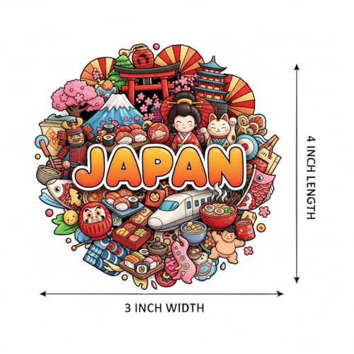 Image of Souvenir Fridge Magnet | 4x3 Inch Collectible Travel Decor | Strong & Durable Refrigerator Magnet with Iconic Landmarks for Travelers (Japan)