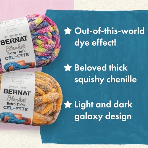 Image of Bernat Blanket Extra Thick Cel-Este Andromeda Purple Yarn - 1 Pack of 21.12oz /598.74g - 100% Polyester - #7 Jumbo - 72 Yards - Chunky Yarn for Hand Knitting, Crocheting, Crafts & Amigurumi