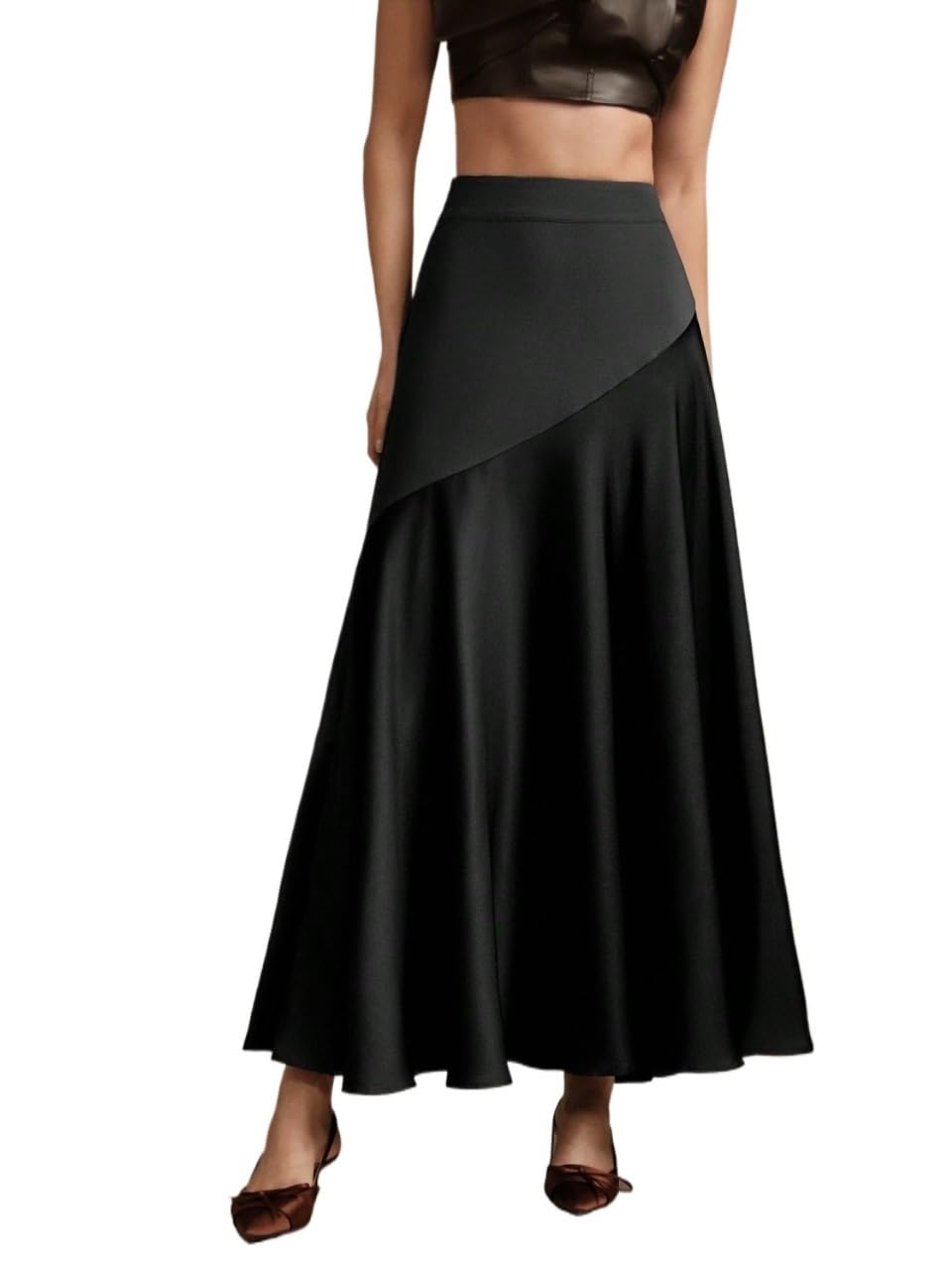 Womens Flowy Trendy Skirt Solid Long Skirt