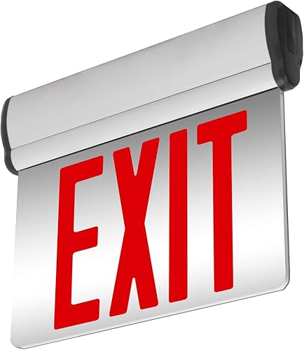 LFI Lights Letrero de salida rojo iluminado con borde Carcasa de aluminio cepillado de diseño moderno Todos los LED Panel acrílico espejo de
