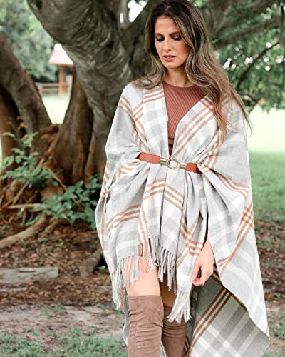 Beautiful Nomad Women's Retro Style Poncho Cape Boho Shawl Wraps Ruana Printed Tassel Cardigan for Spring Fall Winter2