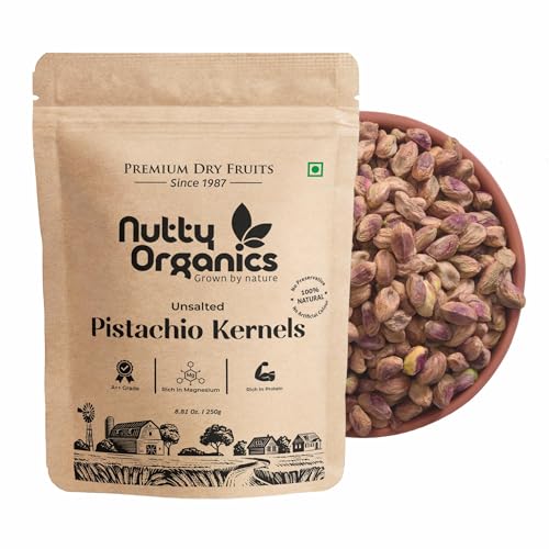 Nutty Oraganics Premium Unsalted Whole Pista Kernels - 1 KG | Fresh & Crunchy | (Grade A ++ Nuts, Premium Jumbo Size) - Air Tight Pouch
