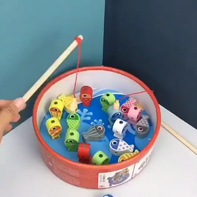 Jeu De Pêche Magnétique 3 En 1 En Bois - 18 Poissons Colorés - Jouet Montessori Pour Enfants 2-5 Ans