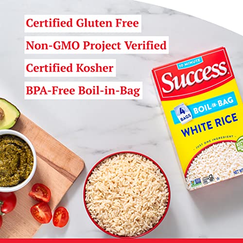Image of Success Boil-in-Bag Rice, White Rice, Quick and Easy Rice Meals, 14-Ounce Box (Pack of 3)