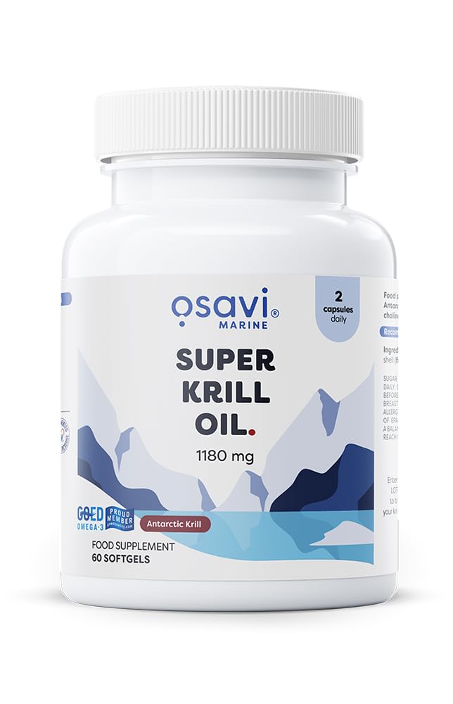 Super Krill Oil 1180 mg – 60 Softgels | Omega-3 from Wild Antarctic Krill | Supports Heart, Brain & Liver Health | Rich in Choline & Phospholipids | Sourced from Antarctic Waters