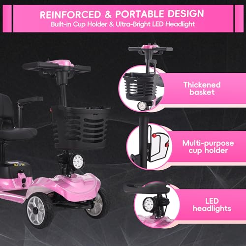 Image of Mobility Scooter for Seniors /Adults, up to 300lbs Capacity, 4 Wheel Heavy Duty Mobility Scooters with 15 Miles 350W 5MPH，Front Basket, Adjustable Seat, LED Headlights