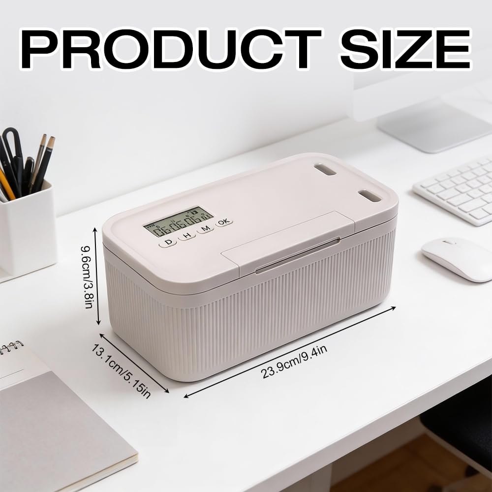Caja con Temporizador y Bloqueo Seguro, Caja fuerte con Temporizador, Caja de Seguridad con Temporizador, Caja de Seguridad de Autocontrol para Desenchufar Teléfonos y Control de Adicciones