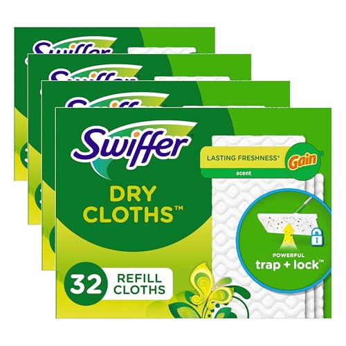 Image of Swiffer Sweeper Dry Sweeping Cloth Refills,Gain Original,32 Count (Pack of 4)