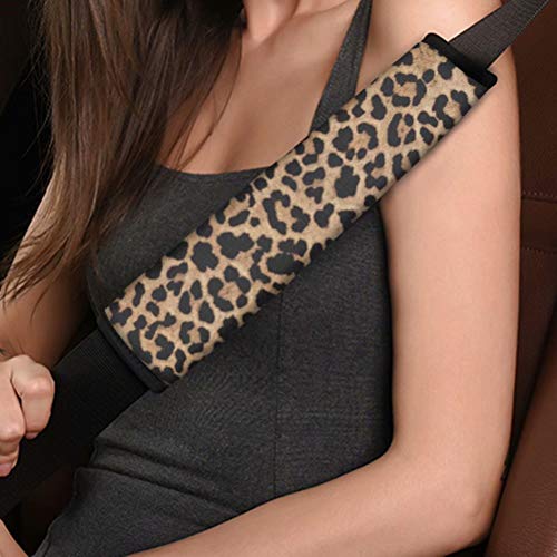 Forchrinse Leopard Print Car Seat Belt Shoulder Strap Pad Protetor 2 PCs Seatbelt Cover Cushion for SUV Van Truck