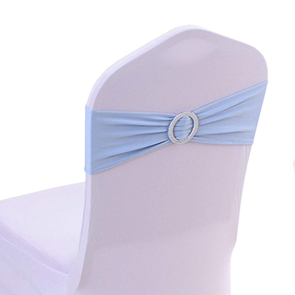Xiang Ru Stretch Elastic Slider Chair Cover Band with Buckle Sash Bows for Party Wedding Event Celeste 30 PCS 14CM (11.5")* 36CM (14.18")