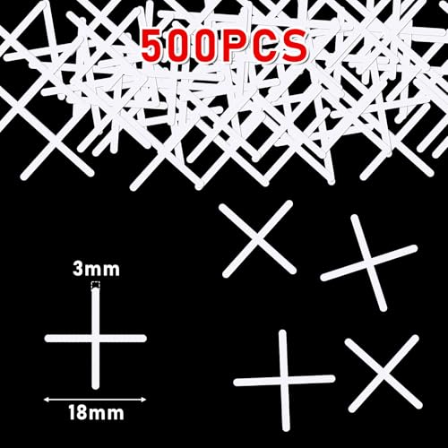 Image of 1 /8 Inch Tile Spacers, 500 Pcs Cross Tile Leveling Clips Floor Wall Plastic Tiles Shim for Various Types of Ceramic Tiles Installation Leveling