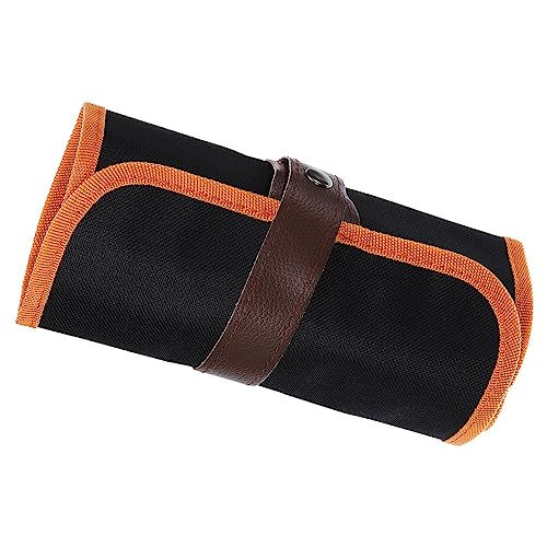 Image of PATIKIL Handmade 24 Slots Roll Up Pencil Case, Oxford Cloth Pencil Wrap Pouch Pen Holder Organizer for Artist Drawing Coloring Sketching, Orange /Black