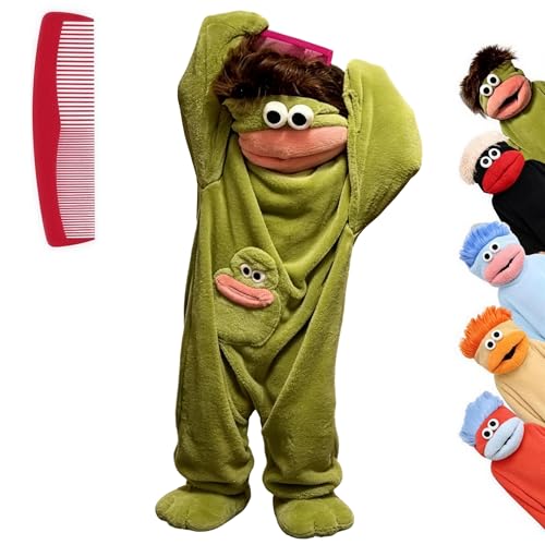 AOLBSPD Big Mouth Monster Onesie Silly Monster Onesie Plush Onesie Pajamas, Cozy Home Soft Plush Loungewear(No Shoes Included)-L Green