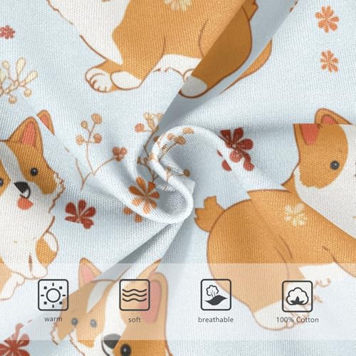 Wusikd Cute Corgi Flowers Boys' Underwear Cotton Cartoon Boys Briefs Soft Toddler Underwear 2T3