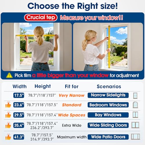 Image of Coavas One Way Privacy Window Film, Sun Blocking Reflective Window Film See Out Not in, Heat Control Window Tint for Home, Anti UV Static Cling for Windows Glass Door (Blue, 35.4 Inch X 6.5 Feet)