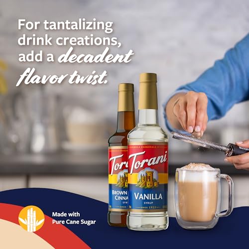 Image of Torani Syrups, Brown Sugar Cinnamon and Vanilla Syrup Variety 2-Pack, Coffee Syrups for Drinks, Pumps Included, 25.4 Fl Oz Ea