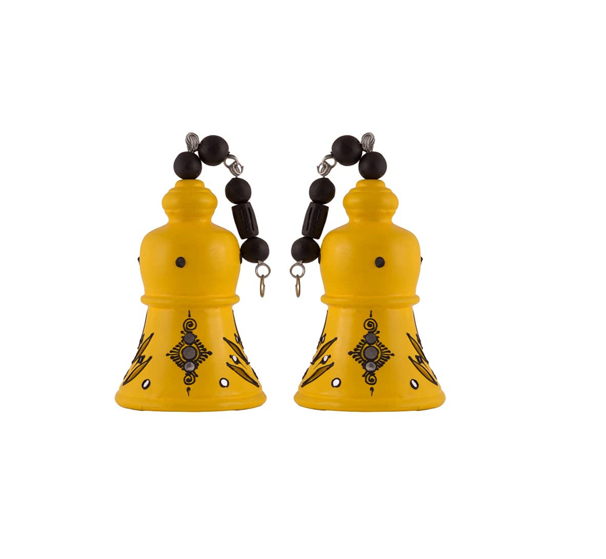 Terracotta Decorative Hanging Bell showpiece (Yellow, 12 inch (Pack of 2)) - Image 3 thumbnail