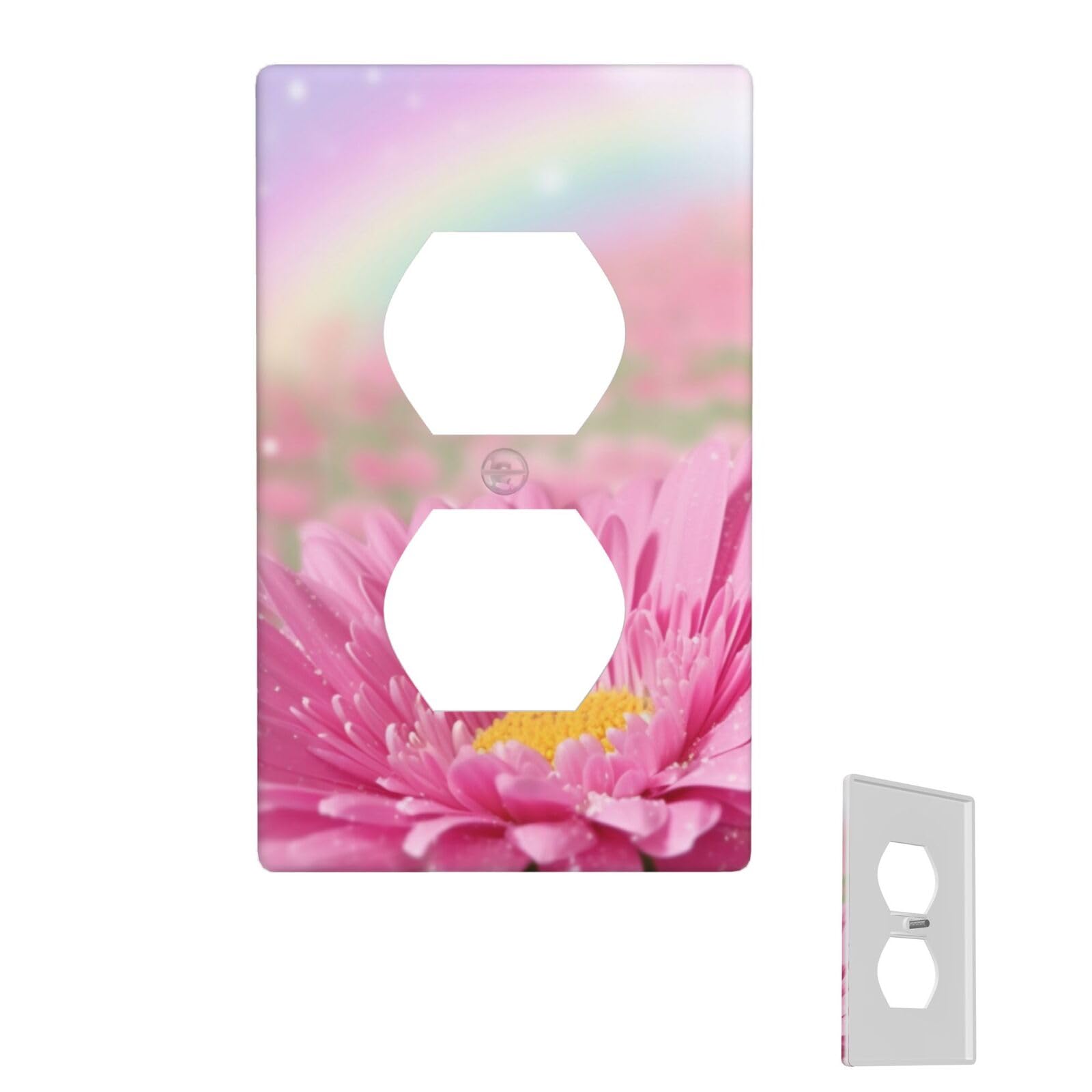 Wall Plate Duplex Outlet Covers 1-Gang Wall Plate Covers Flower Light Switch Cover Decorative Electrical Faceplate Light Switches for Kitchen Bedroom Decor 4.5" X 2.76"