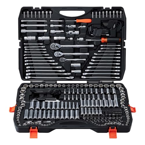 Image of VEVOR Mechanics Tool Set, 308-Piece Mechanic Tool Kit, 1 /4 in, 3 /8 in, and 1 /2 in Drive, SAE and Metric Socket Set, Wrenches, Screwdriver Bits, Accessories, and Storage Case, for Automotive Repair