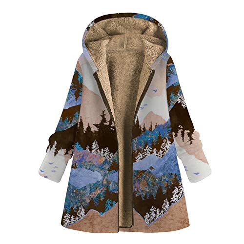 Damen Winter Mantel Große Größe Warm Dicker Outwear Parka Mantel Jacke Vinitage Landschaft Druck Kapuzenpullover Winterjacke Mit Kapuze
