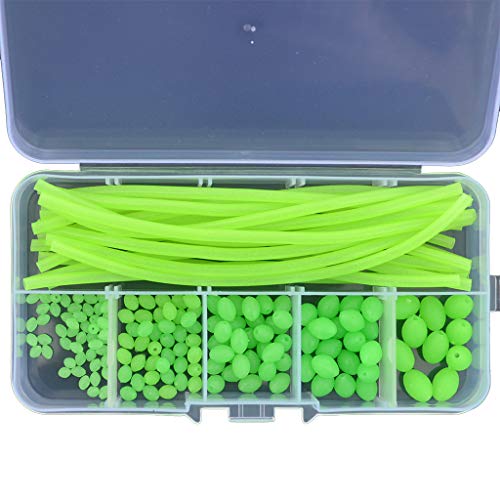 QIEIEI Fishing Beads 170 Pcs/Box Glow Fishing Assorted Oval Shape Beads Night Tube Tackle