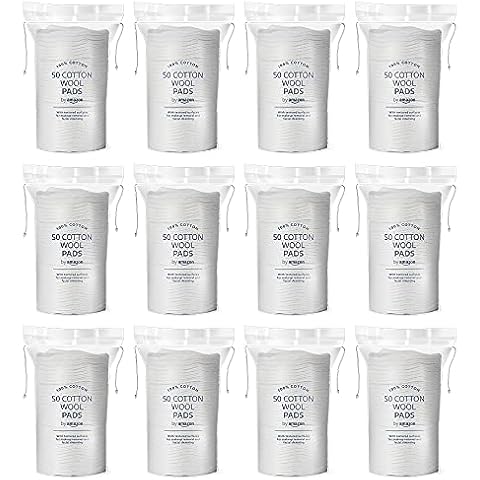 by Amazon Baumwollwattepads, 12-er Pack x 50 (600 pads) Cover