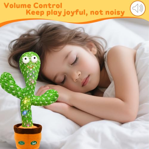 Image of Hunfur Dancing Talking Cactus Toy,Interactive Funny Gift for Baby Infant, Singing Record Repeat What You Say Light Up Toy Boy Girl