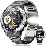 スマートウォッチ【2025改良最新型 2種バンド付き】軍用規格 懐中電灯 Bluetooth5.3通話 LINE/メッセージ通知 防塵防水 100＋運動モード GPS運動記録 スポーツウォッチ 長持ちバッテリー DIY文字盤 腕時計 歩数計 音楽制御 アラーム ストップウォッチ 音声アシスタント 天気予報 iPhone/アンドロイド対応 1.46インチ大画面 smart watch（ブラック）