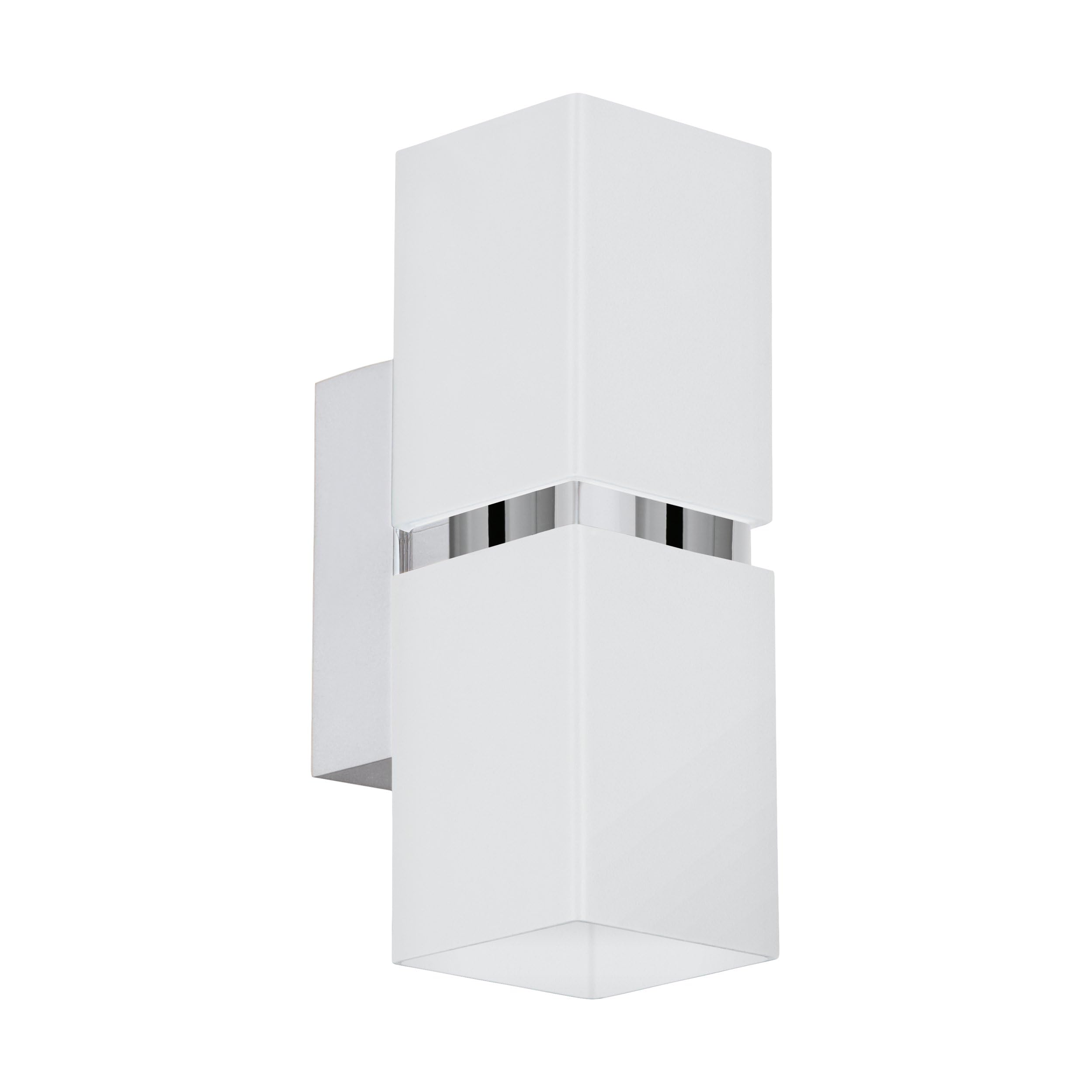 Eglo Light/White Passa Cube Up & Down Wall In With Chrome Detailin