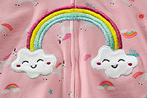 Fedpop Baby Girls Zip-Up Hoodie Jacket Unicorn Sweatshirt Toddler Cotton Crewneck Pullover Tops Rainbow Sweater Winter Long Sleeve Shirts Clothes Outfits For Little Kids Size 4T #TOP2