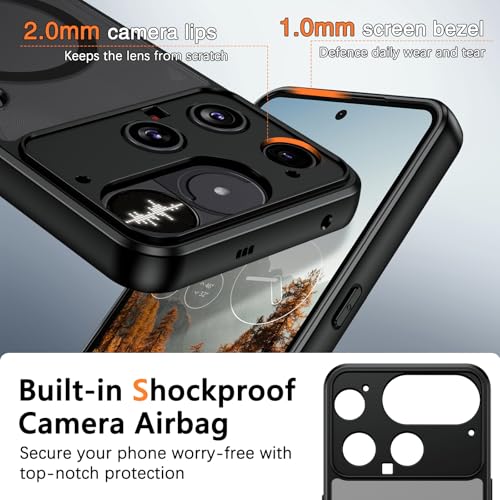 Image of GUAGUA for Nothing Phone 3 Case, [Compatible with MagSafe] Magnetic Anti-Scratch Translucent Matte Back Slim Shockproof Phone Cover for Nothing Phone 3,Black