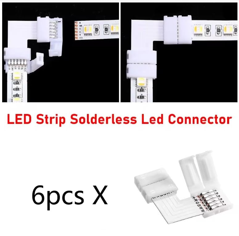 ENQIMAOYI 6 Pack L Shape RGBWW LED Strip Light Connector for 6-pin 12 ...