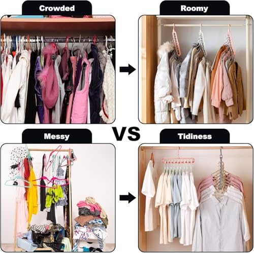 Image of Multi Hanger With Swivel Hook 9 Holes Magic Wardrobe Space Saver Folding Hangers Closet Organiser Anti-Skid Plastic 360 Degree Wet And Dry Clothes Hanger (Pack Of 6)