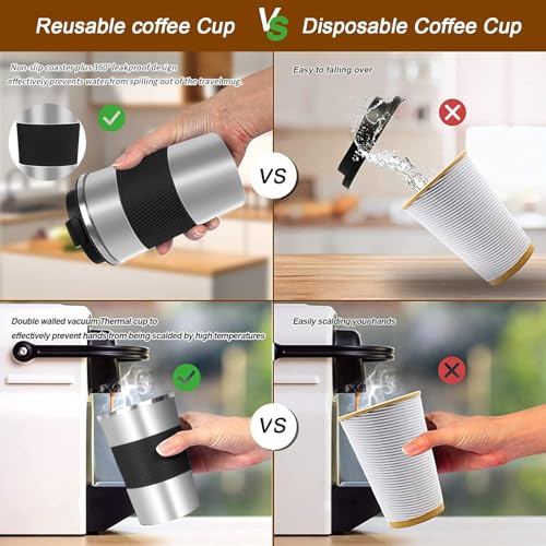 Image of Insulated Travel Coffee Mug, Stainless Steel Coffee Cup with Leakproof Lid | Double-wall insulation keeps drinks hot or cold for hours, with a leakproof lid and portable stainless steel design