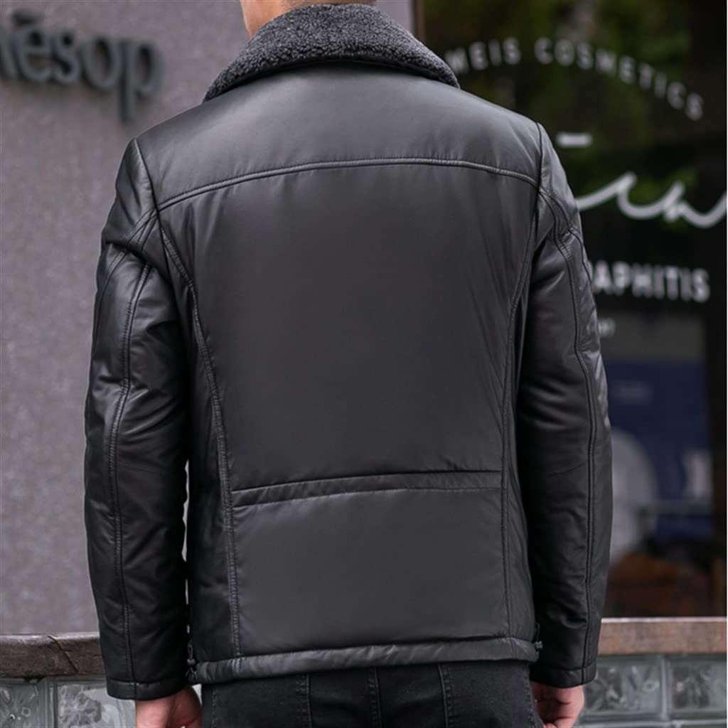 Amazon | n/a 冬のレザーダウンジャケットメンズショートラペルスリム