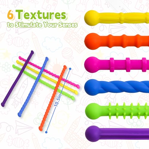 AWTUMZQ 12 Pack Sensory Stick,Fidget Toys,Textured Calming Sensory Toys for Autism Kids, Anxiety Relief for Activities Essential,Stimulating & Addictive Toys for Kids Students - Image 7